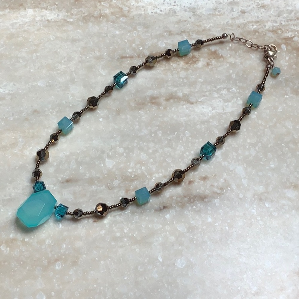 😍925 Emily Ray Bronze and Turquoise Bead Necklace😍NWOT
